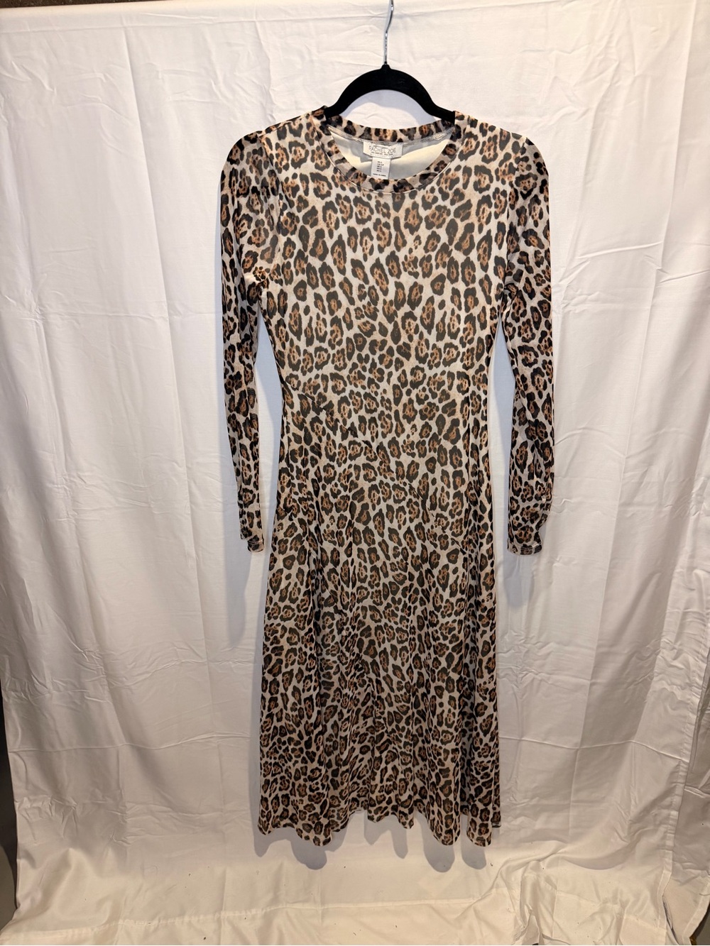 Rachel Zoe Leopard-Print Long Sleeve Midi Dress - Tan/Black